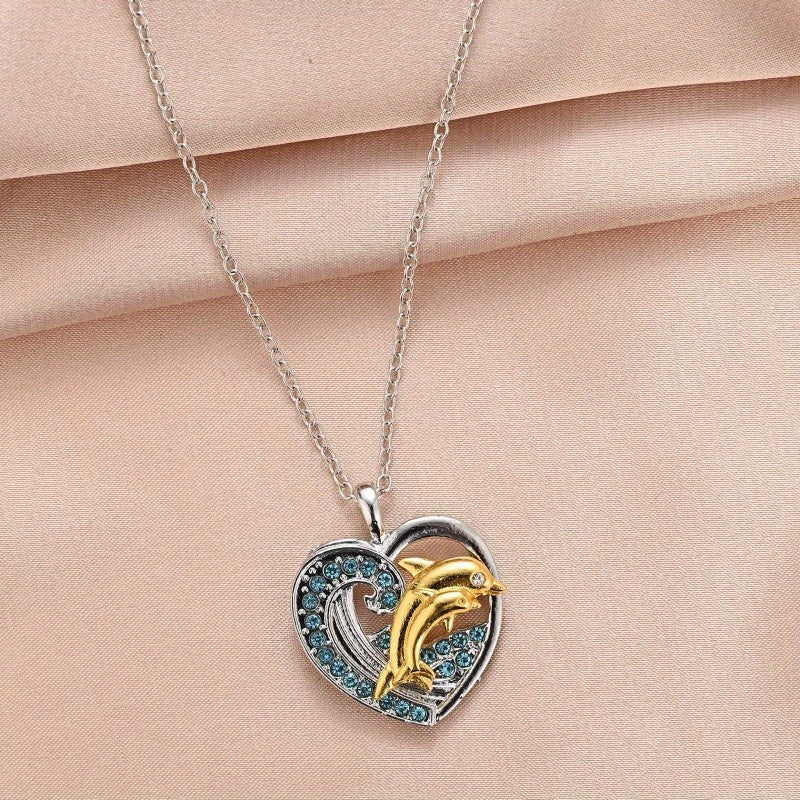 Love Pendant Necklace Dolphin Necklace Men's Anniversary Gift