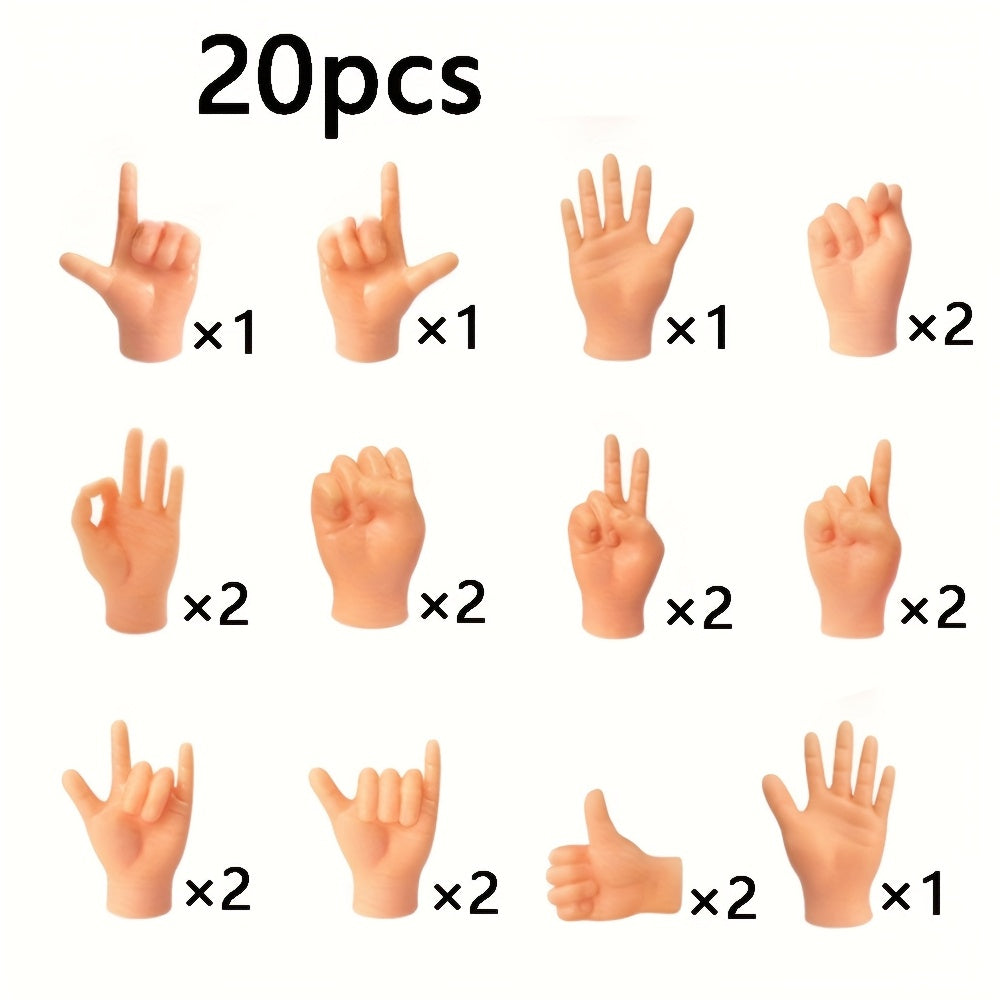 20pcs Mini Finger Hands Beige Puppet Hands for Crafts Pranks Theater Cosplay