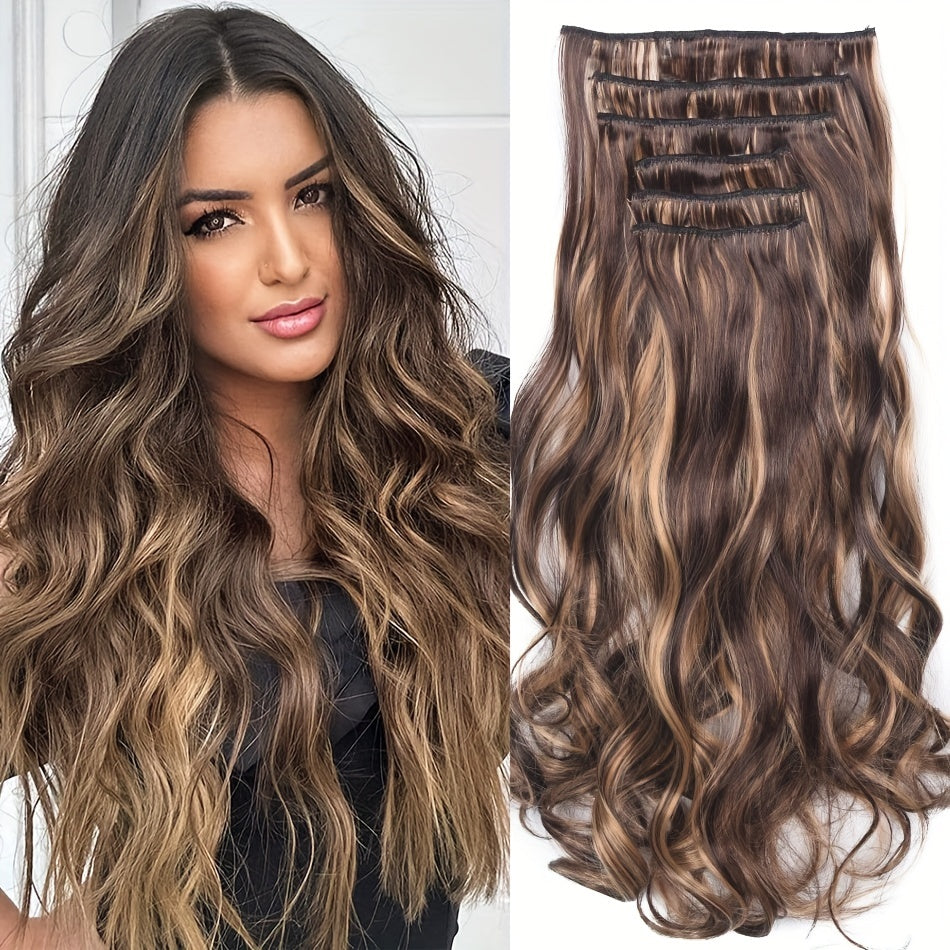 6pcs Body Wave Hair Extensions 55-88cm Double Weft Synthetic Heat Resistance