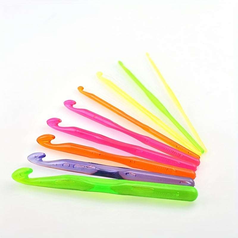 9pcs Crochet Hooks Knitting Tool Transparent Plastic Crochet Ergonomic Needle