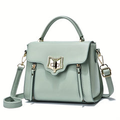 Square Handbag Turn Lock Flap Crossbody Bag