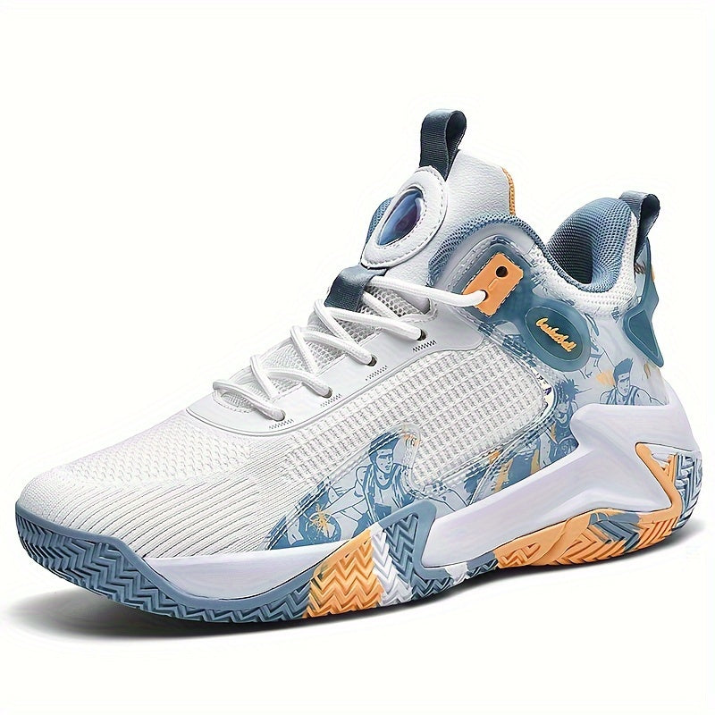 Men's Block Basketball Shoes Comfy Breathable Lace Up Sneakers