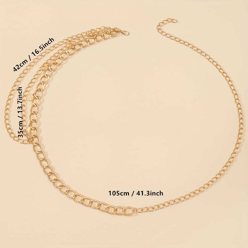 Layered Coin Pendant Waist Chain Golden Tassel Metal Chain Belt