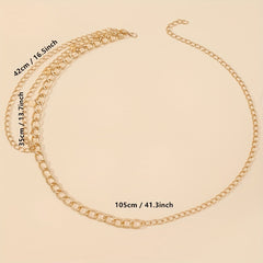 Layered Coin Pendant Waist Chain Golden Tassel Metal Chain Belt
