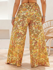 Floral Print High Rise Wide Leg Trousers