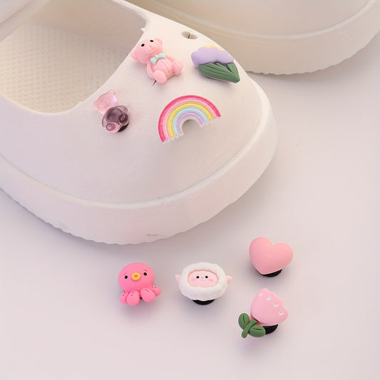 8 Pcs Pink Bunny Shoe Charms Clogs Accessories