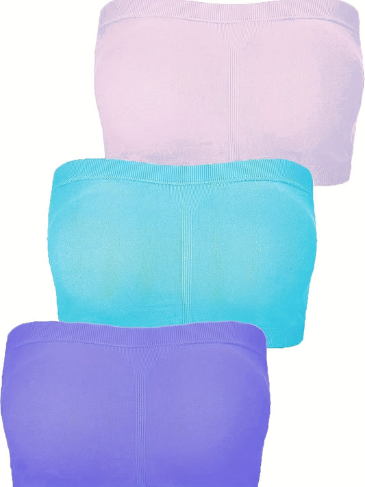 3 Pack Plus Size Seamless Tube Bra Set Women's Plus Medium Stretch Bra Set