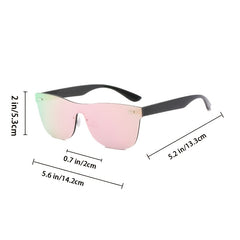 Oversize Rimless Sunglasses One Piece Mirror Colorful Lens UV400
