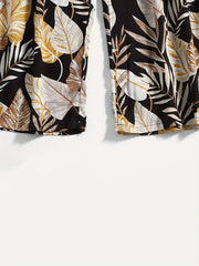  Tropical Print Wide Leg Trousers