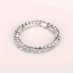 925 Silver Zircon Ring Wedding Promise Eternity Engagement Female Anniversary Gi