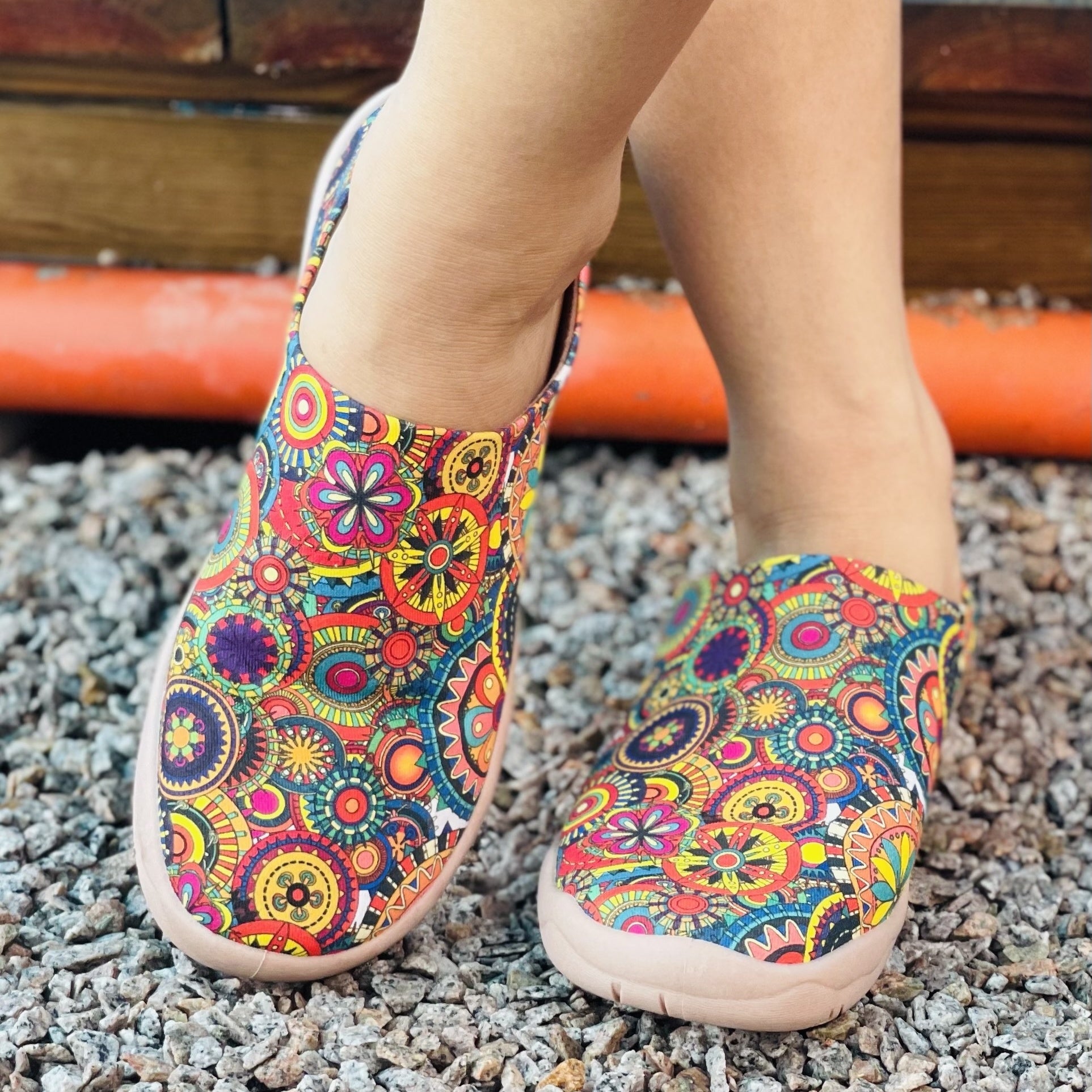 Women's Retro Flower Canvas Slip On Shoes Lightweight Low Top Sneakers