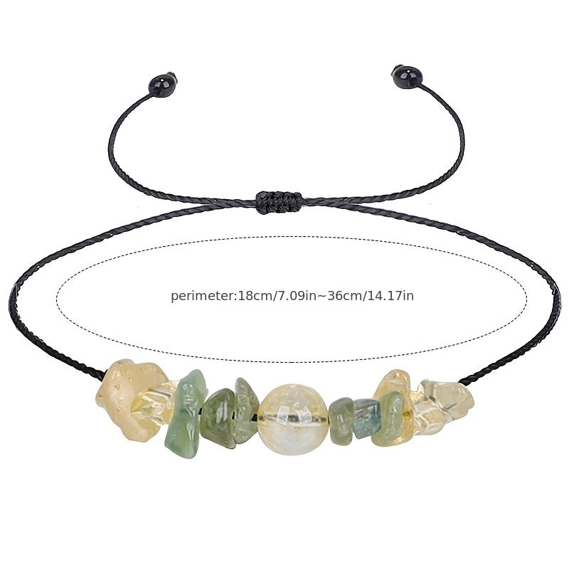 Adjustable Braid Bracelet with Crystal Stone Beads