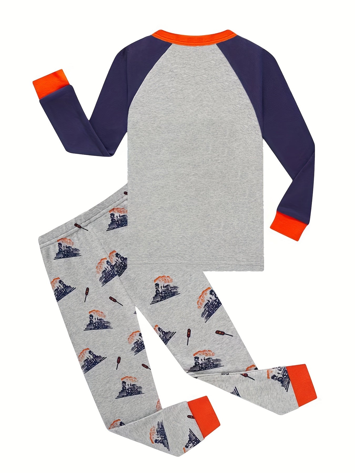Boys Train Graphic Long Sleeve T Shirt & Pants Set