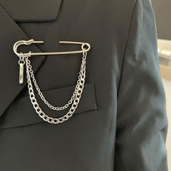 Classic Tassel Chain Pin Brooch Punk Hip Hop Jewelry