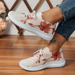 Women's Lace Up Flying Woven Sneakers Non slip Outdoor Shoes