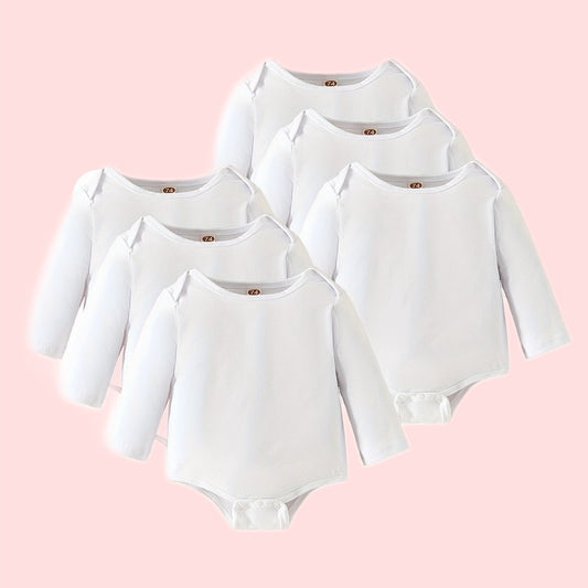 6pcs Baby Girls Triangle Bodysuits Cotton Long Sleeve Rompers