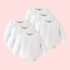 6pcs Baby Girls Triangle Bodysuits Cotton Long Sleeve Rompers