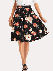 Floral Print High Waist Skirt for Women