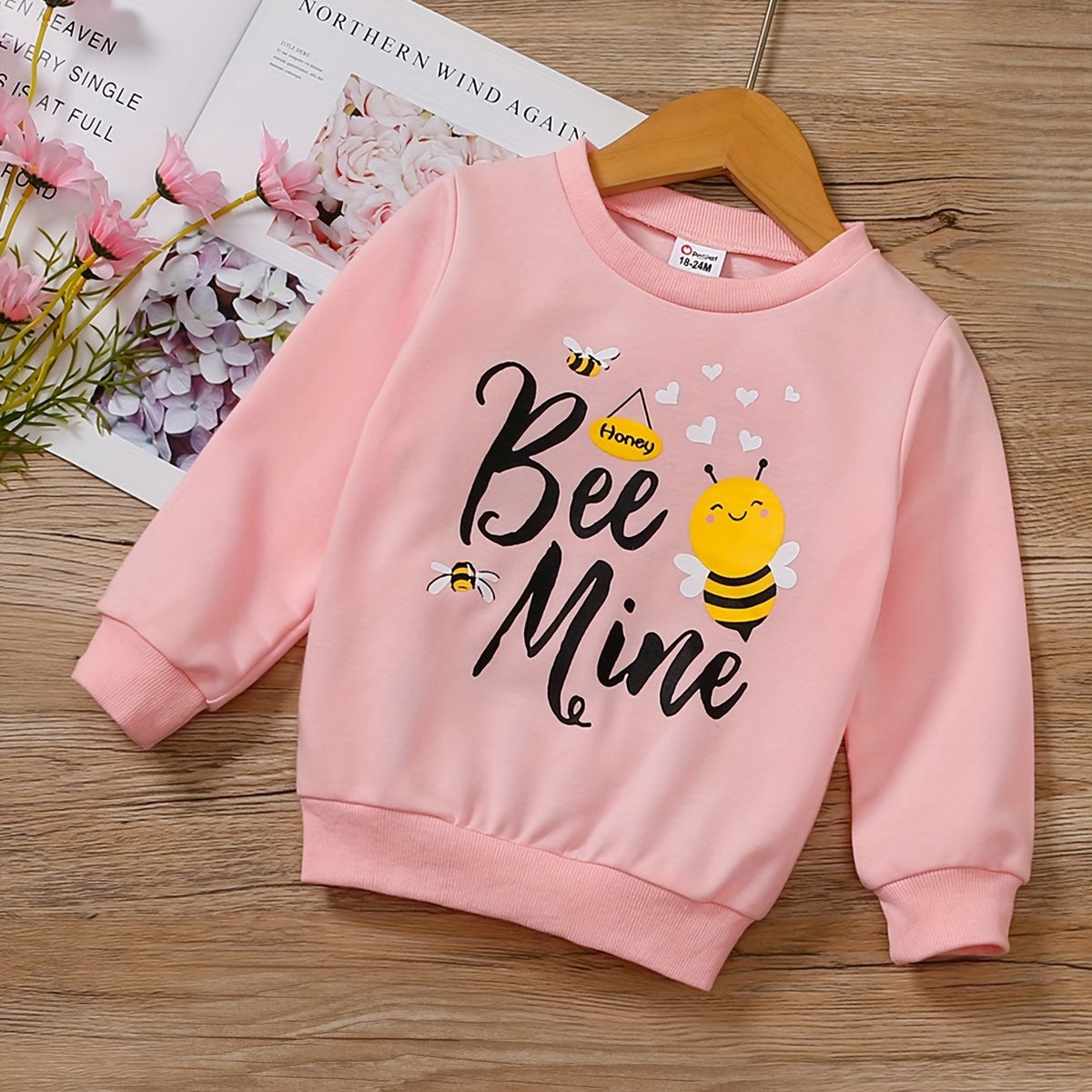Girls Sweatshirt BEE MINE Graphic Long Sleeve Top Pullover Spring Fall