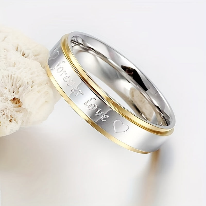 Golden & Silvery Polished Couple Ring Set