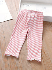Girls Striped Strawberry Leggings with Ruffle Trim