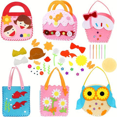 Kids Handbag Sewing Kit with Safety Needle & Felt Fabric