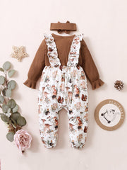 Baby Girls Animal Print Romper with Headband