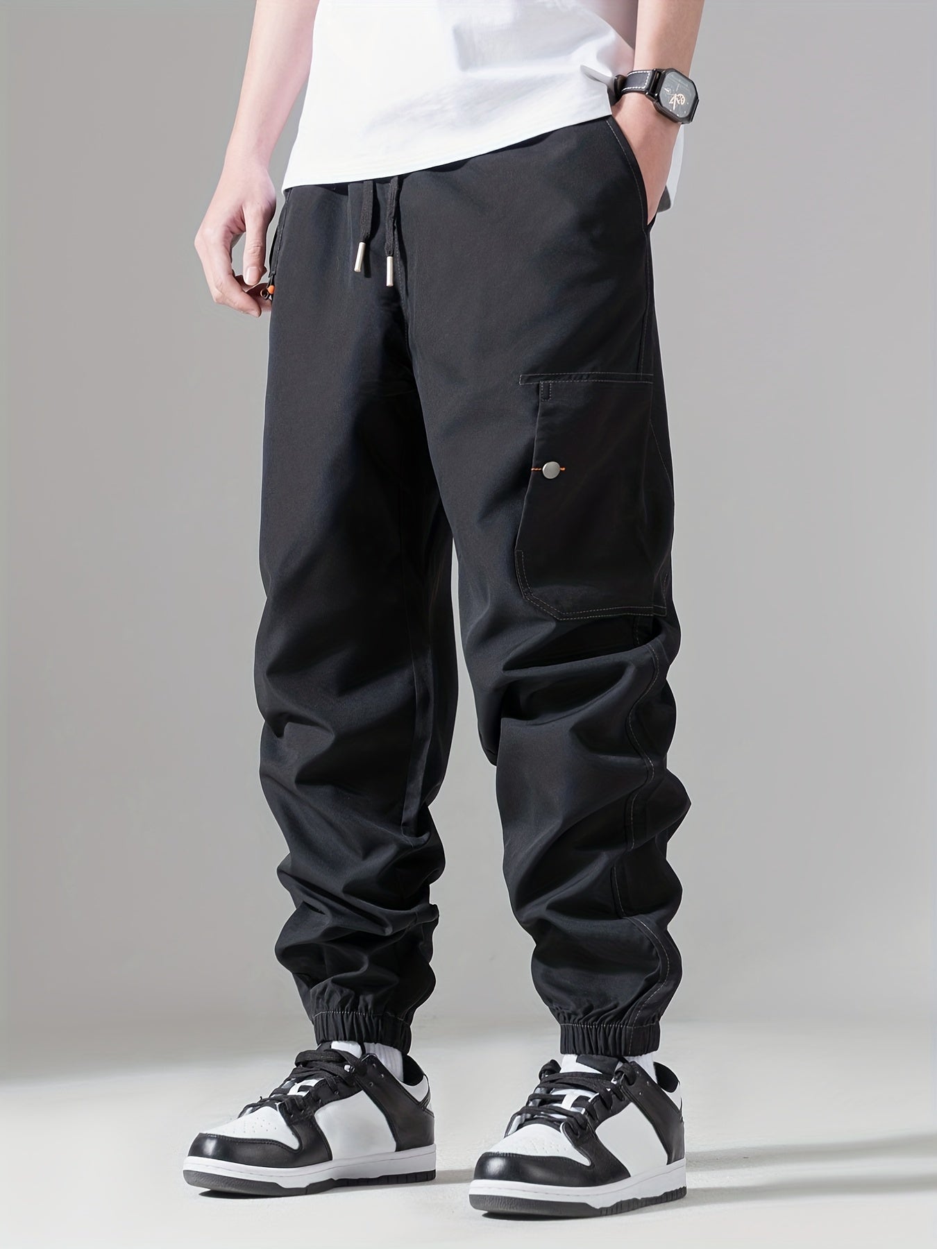 Men's Casual Sports Cargo Pants with Drawstrings and Pockets