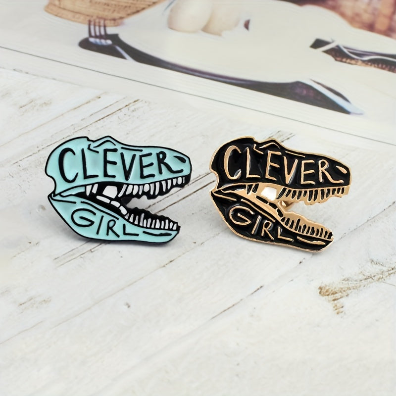 Jurassic T-Rex Skull Brooch Clever Girl Dinosaur Skeleton Pin
