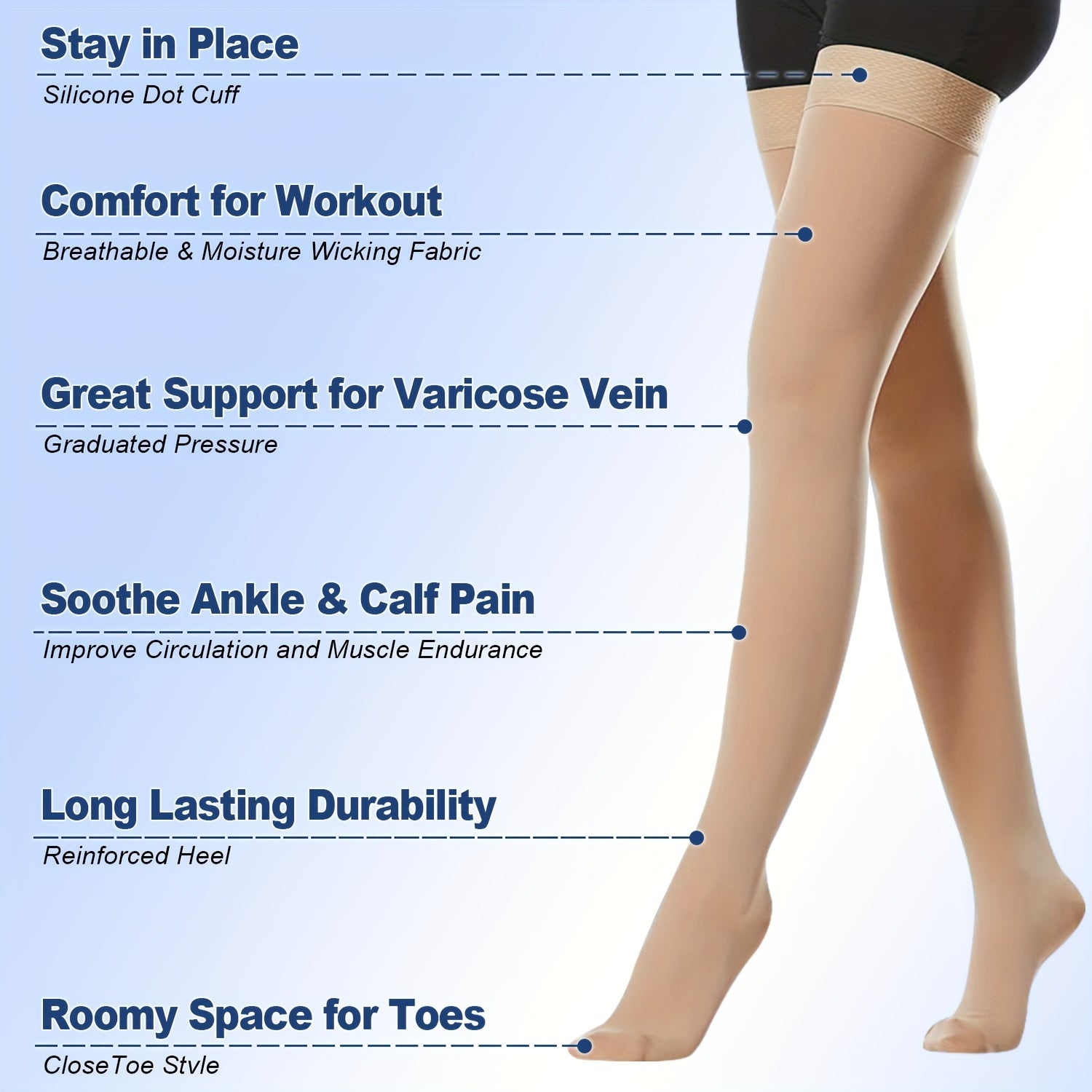 Size Up 15-20mmHg Anti-Thrombotic Compression Thigh Socks