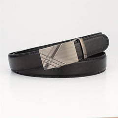 Silver Gray Glossy Auto Buckle Belt Casual Business Men's Belt