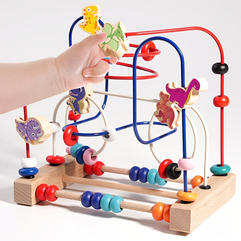 Wooden Animal Dinosaur Bead Maze Hand Eye Coordination Game