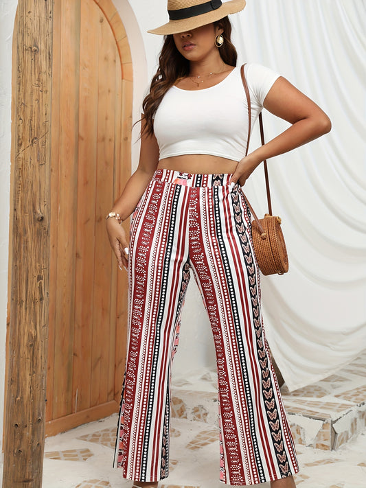  Boho Pants Women's Butterfly & Dot Print Flare Leg Pants
