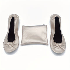 Women's Rollable Ballet Flats Soft Sole Wedding Shoes + Bag