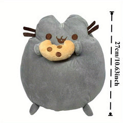 Fluffy Grey Cat Plush Toy Ultra Soft Stuffed Animal for Bed Sofa