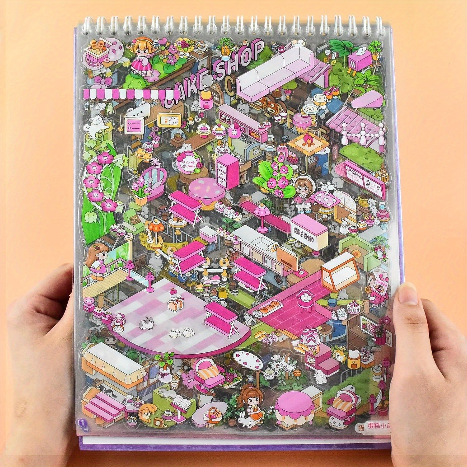 House Scene Sticker Book Extra Large Size Capybara & Rabbit Bakery Themes