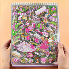 House Scene Sticker Book Extra Large Size Capybara & Rabbit Bakery Themes