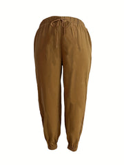  Solid Drawstring Elastic Waist Fitness Joggers