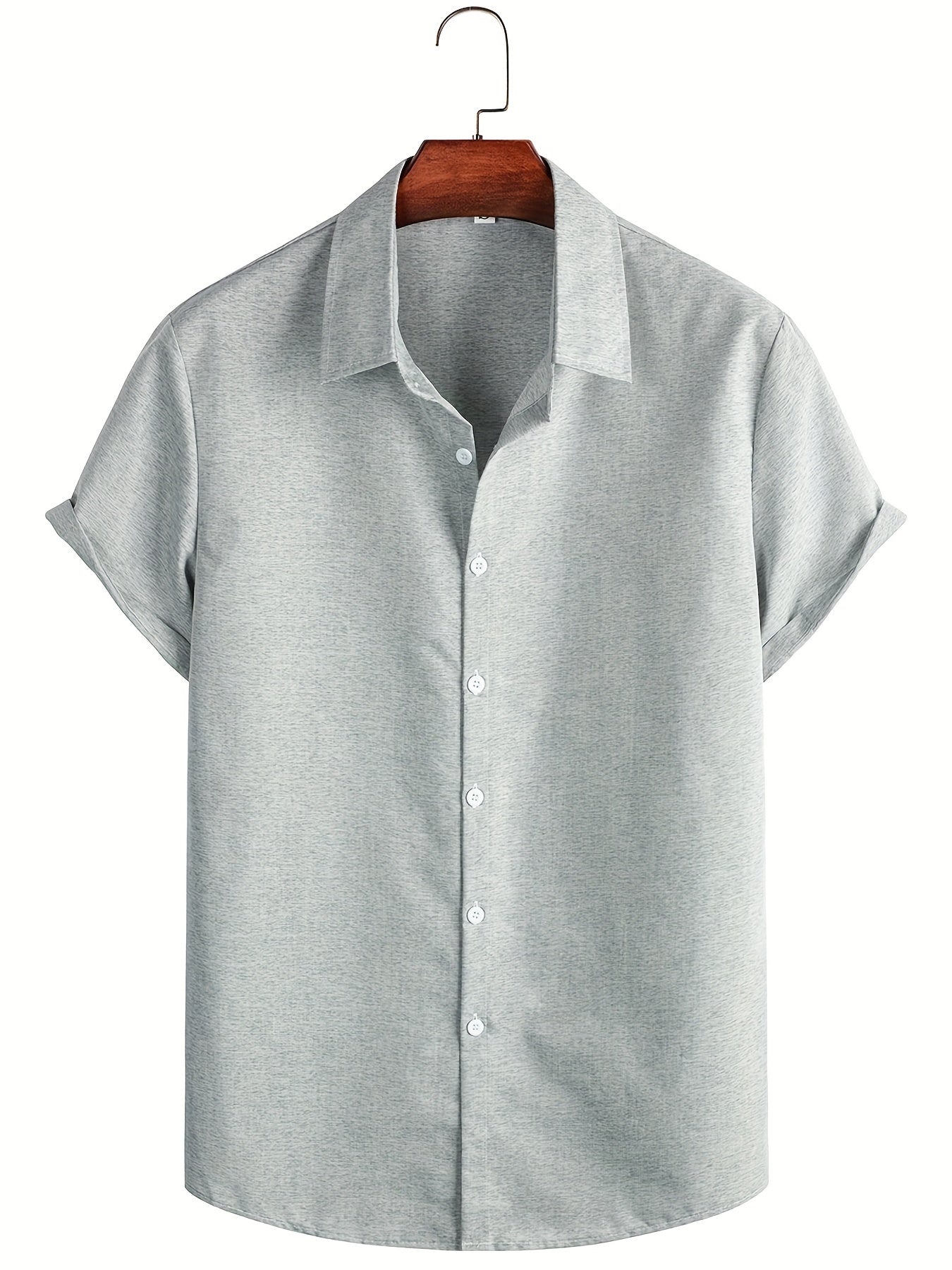 Short Sleeve Solid Button Down Shirt for Work & Comfort