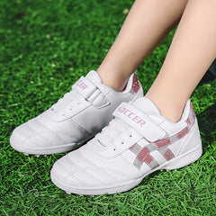 Youth Turf Soccer Shoes Hook And Loop Fastener Anti skid Training Shoes