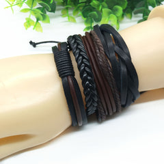 4 Pcs Multilayer Braided Bracelet Set Women Punk Style Jewelry