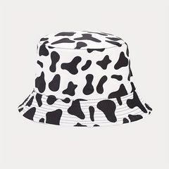 1pc Versatile Bucket Hat Double Sided Smile Face Cow Pattern Sun Hat