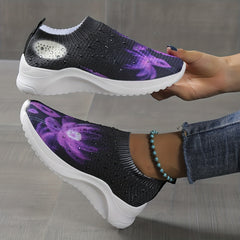 Women's Floral Printed Sock Shoes Casual Slip On Low Top Shoes