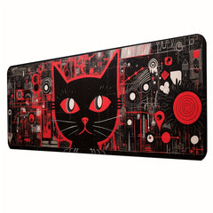 Cyber Kitten Pattern Mouse Pad - Anime Office Keyboard Pad