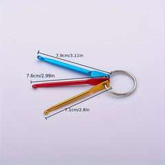 3pcs Colorful Aluminum Crochet Hooks Set with Keychain Single Head