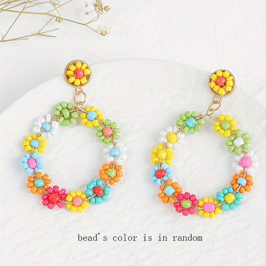 Bohemian Hoop Earrings Beaded O Shape