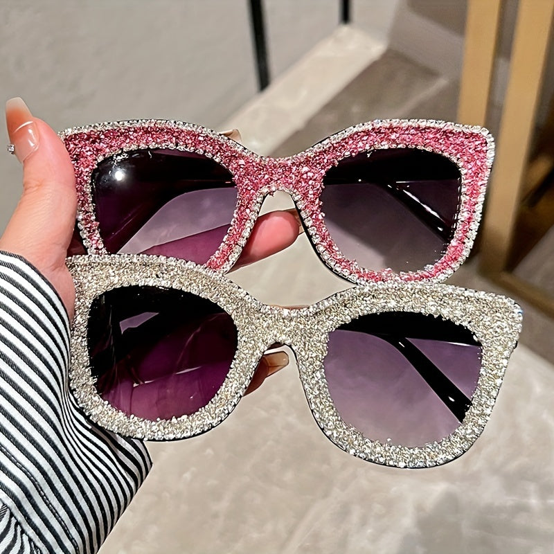 Y2K Rhinestone Cat Eye Sunglasses Bling Summer Sun Shades UV400