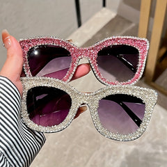 Y2K Rhinestone Cat Eye Sunglasses Bling Summer Sun Shades UV400