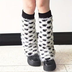 Fuzzy Leg Warmers Double Layer Knee High Socks Women's Stockings