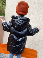 Kids Hooded Down Jacket Winter Warm Coat with Pockets
